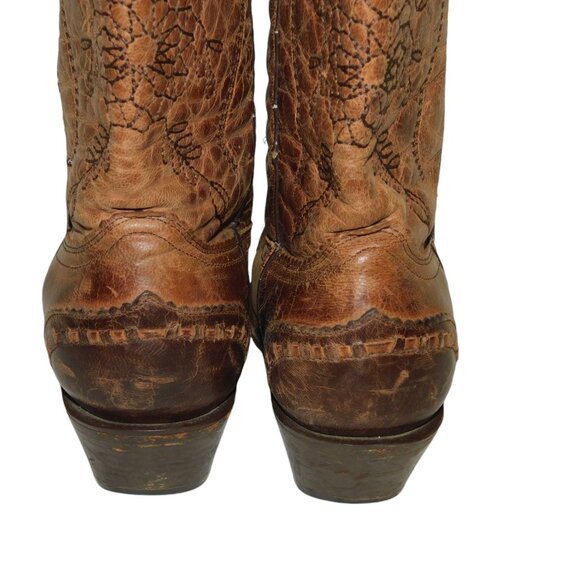 Corral Cowgirl Boots A2500 Brown Leather Embroidered Western Snip Toe Size 6M - Picture 8 of 16